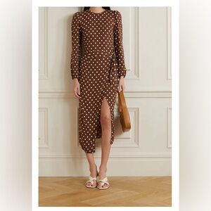 Reza Wrap-Effect Polka-Dot Crepe Midi Dress Size 2 worn once!